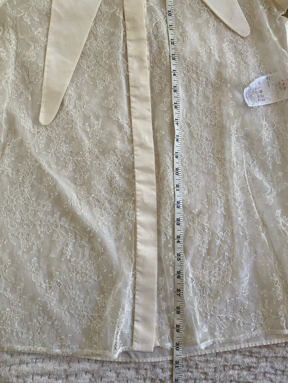 Valentino White Sheer Lace-Front Dress Shirt with Pointed Collar - Picture 8 of 10